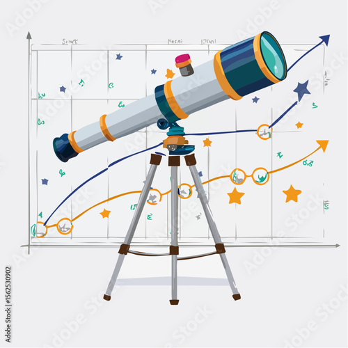 Stargazing telescope angled upward, mounted on a stable tripod, with constellation chart nearby.
