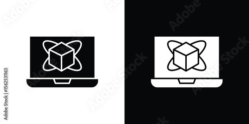 Computer simulation icon symbol. simple design editable.