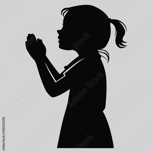 Girl clapping while watching something silhouette vector design art and illustration