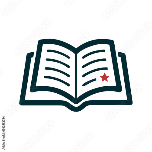 Book Icon – Vector Symbol of Reading, Education, Literature and Knowledge. Open book with bookmark