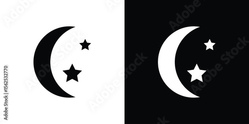 Moon and star icon symbol. simple design editable.