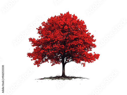 Hand-drawn red maple tree, vintage botanical engraving, eco-friendly nature sketch, red maple leaves, retro woodland decor, old engraving style black sketch, autumn tree art, trendy foliage design