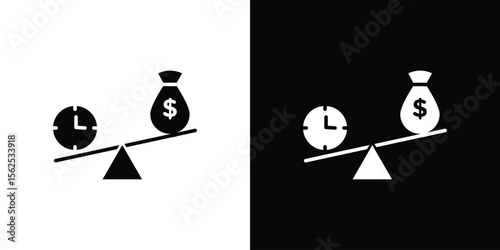Time and money compare scale icon symbol. simple design editable.