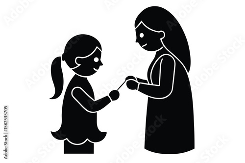 sister tying rakhi vector illustration 