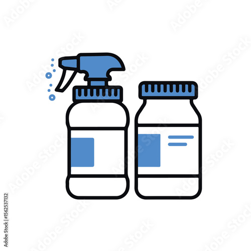 Essential Cleaning Supplies: Sprayer and Bottle Illustration.
