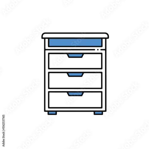 A minimalist illustration of a classic nightstand.