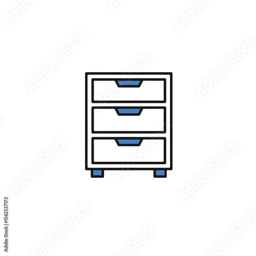 A simple cabinet with three drawers.
