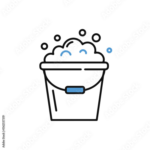 A simple bucket filled with bubbly soap.