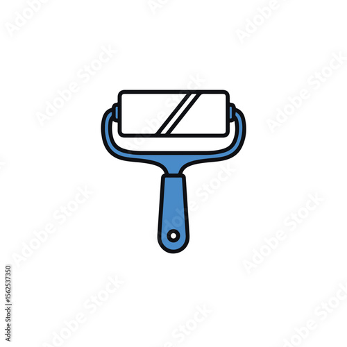 A simplistic yet elegant depiction of a lint roller with a sky blue handle and a minimalistic design.