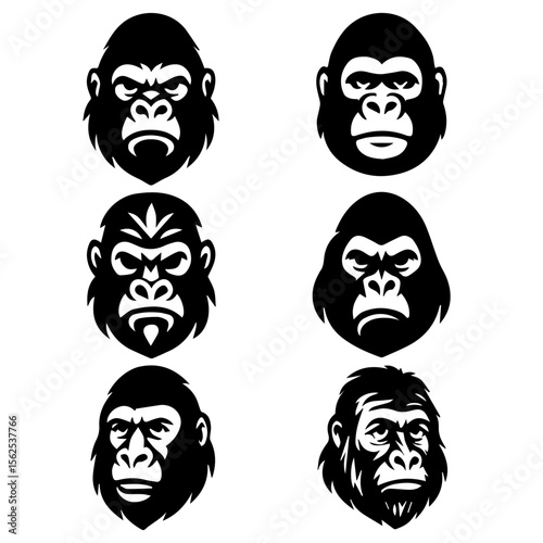Gorilla Head Vector set