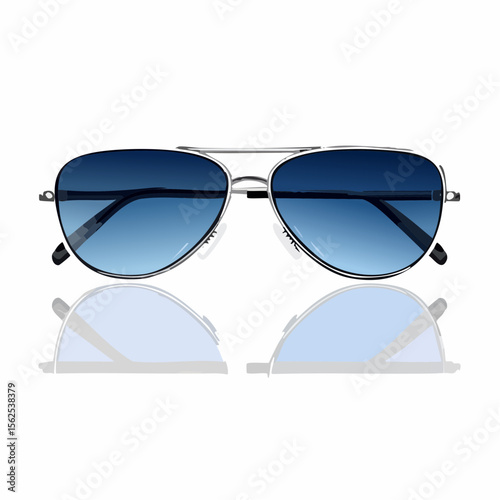 Dark-lensed sunglasses with reflection and metal arms folded.
