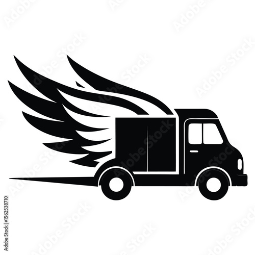 Fast Delivery Winged Truck Icon for Speedy Shipping and Transportation