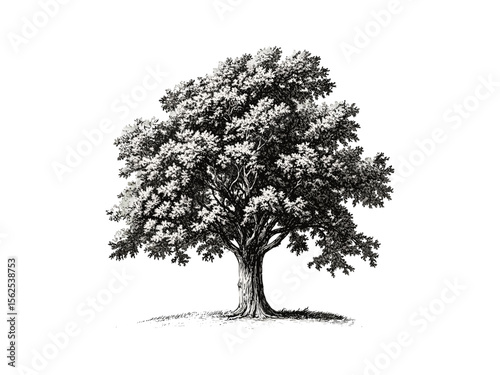 Hand-drawn vintage engraving of Shagbark Hickory Tree, old bark sketch, retro woodland decor, eco-friendly nature art, black ink illustration, rustic forest print, botanical wall art