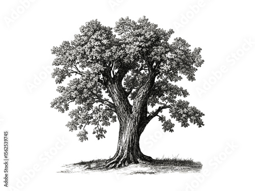 Engraving of Shagbark Hickory Tree, vintage botanical sketch, shagbark bark, rustic woodland decor, forest art, retro print, tree illustration, black ink, old engraving style, natural history art