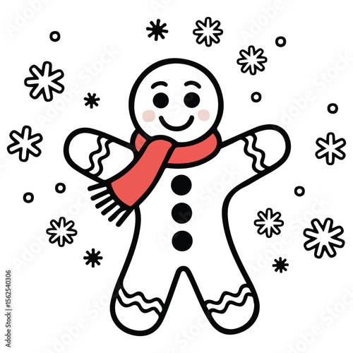 Festive gingerbread man cookie with icing Christmas holiday treat vector art