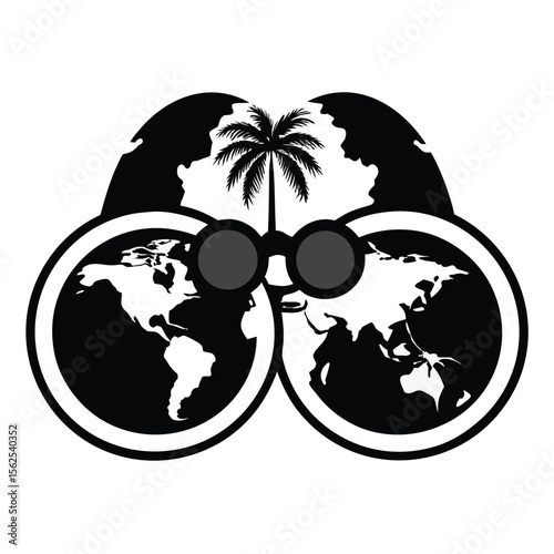 Explore the World Binoculars, Palm Trees, and Global Adventures