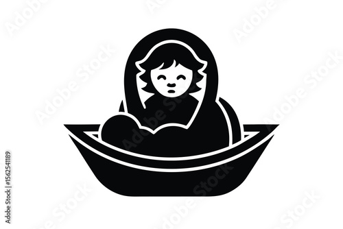baby esus in manger black and white