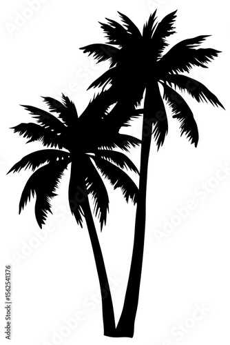 Minimal vector silhouette of a single palm tree, centered with no ground or soil. Isolated on transparent background, perfect for tropical, summer, and clean design projects.
