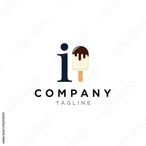 Minimalist logo design featuring an ice cream popsicle and lowercase letter i for company branding