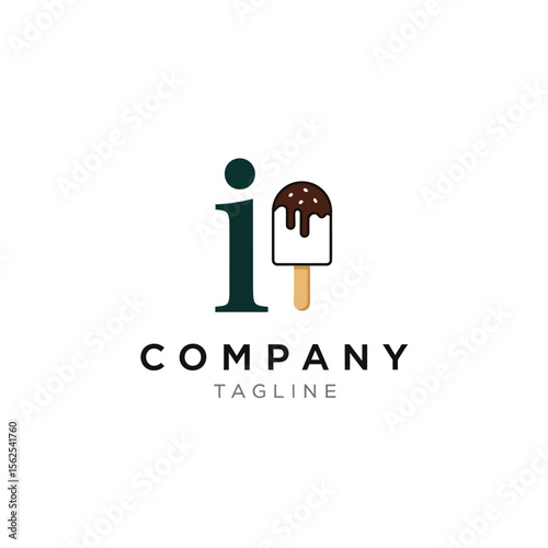 Minimalist logo design featuring ice cream popsicle with letter i for company branding