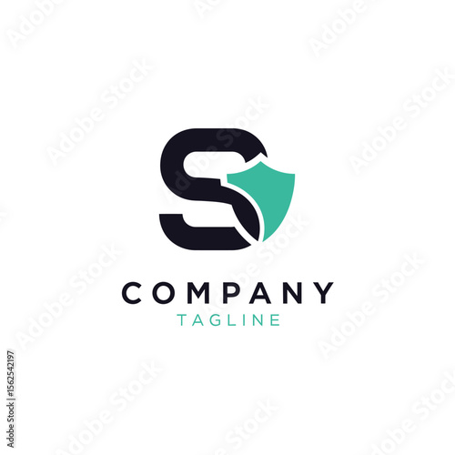 modern minimalistic company logo design with letter s and shield icon representing protection and security