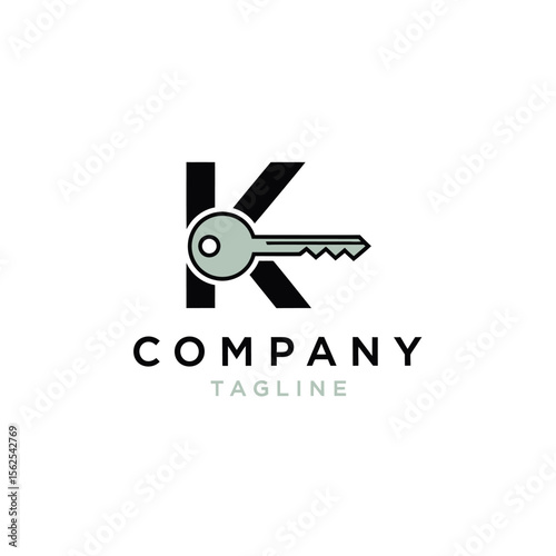 Innovative key and letter k logo design symbolizing security and access solutions