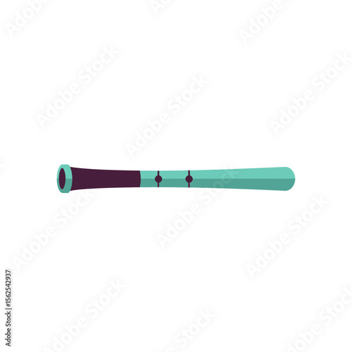 Minimalistic illustration of a traditional wooden musical wind instrument with finger holes