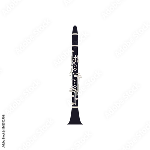Black wooden clarinet musical instrument isolated on white background image