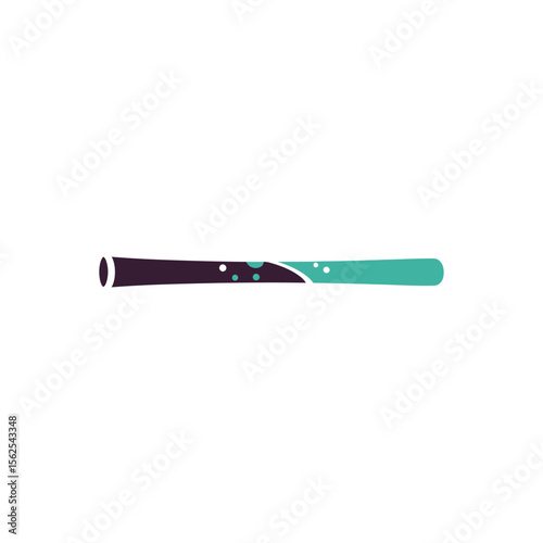 Minimalist illustration of a clarinet musical instrument in flat style on white background