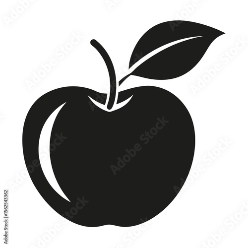 Simple Black and White Apple Illustration