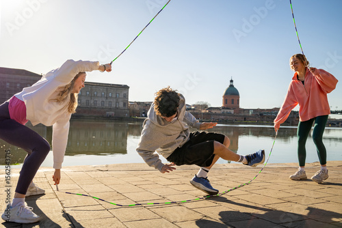 Stylish Cool Teenagers doing Acrobatics 