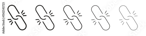 Broken link icon logo set concept stock vector illustration.