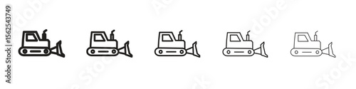 Bulldozer icon logo set concept stock vector illustration.