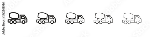 Cement truck icon logo set concept stock vector illustration.