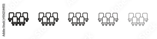 Cinema seat icon logo set concept stock vector illustration.