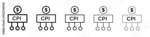 Consumer prices index icon logo set concept stock vector illustration.