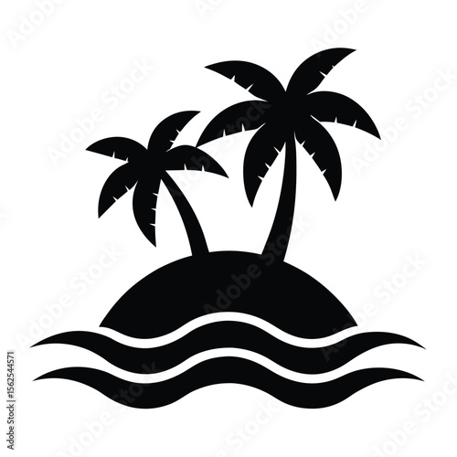 Tropical Island Paradise Palm Trees and Ocean Waves