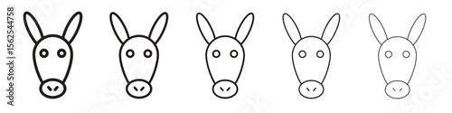 Donkey icon logo set concept stock vector illustration.