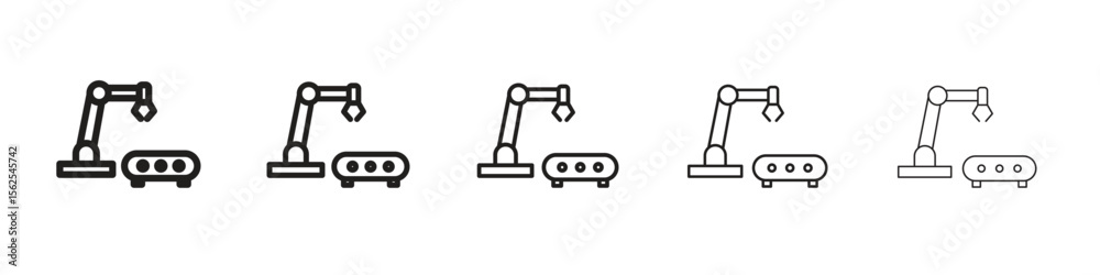 Fototapeta premium Industrial robot icon logo set concept stock vector illustration.