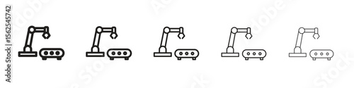 Industrial robot icon logo set concept stock vector illustration.
