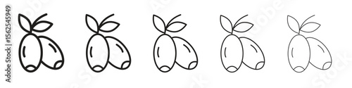 Jujube icon logo set concept stock vector illustration.