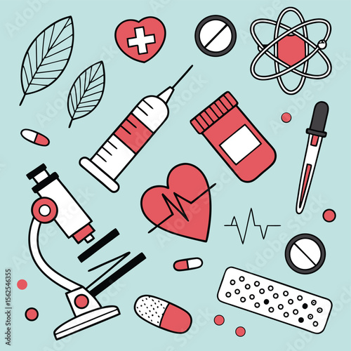 Medical science illustration healthcare symbols and icons