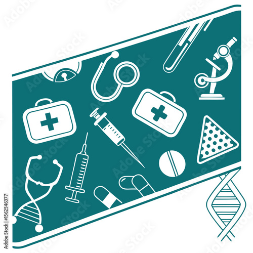 Medical science illustration healthcare tools and dna