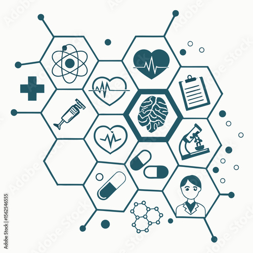 Medical science network healthcare technology and research illustration