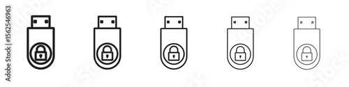 Pendrive security icon logo set concept stock vector illustration.