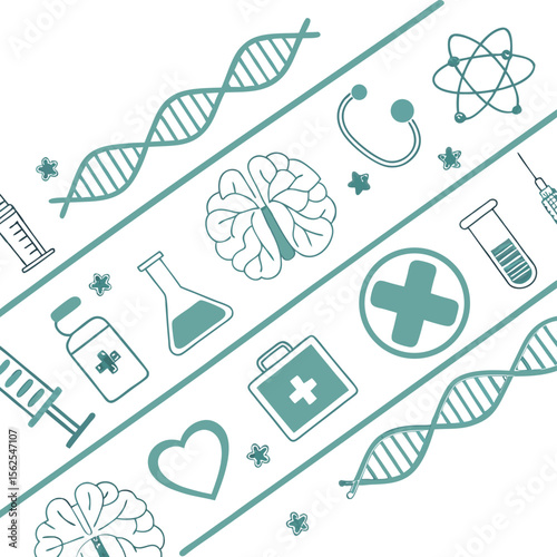 Medical science vector illustration healthcare dna brain and more