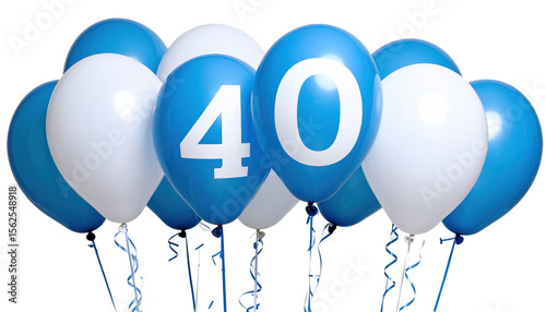 Blue and White Balloons Celebrating 40th Birthday Event Decoration