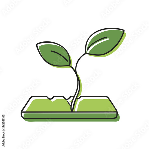 Lush seedling growth in hand drawn tray icon, vibrant gardening illustration for eco-friendly design and horticulture concepts