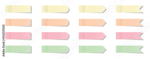Flat Pastel Vector Illustration of Colorful Sticky Note Tabs and Labels for Organization and Planning