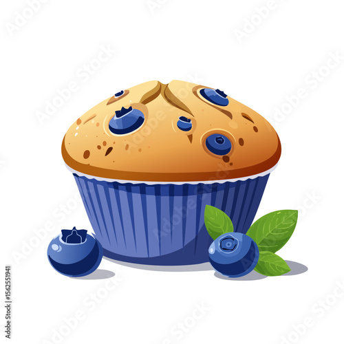 Blueberry Muffin Isolated on a Transparent Background